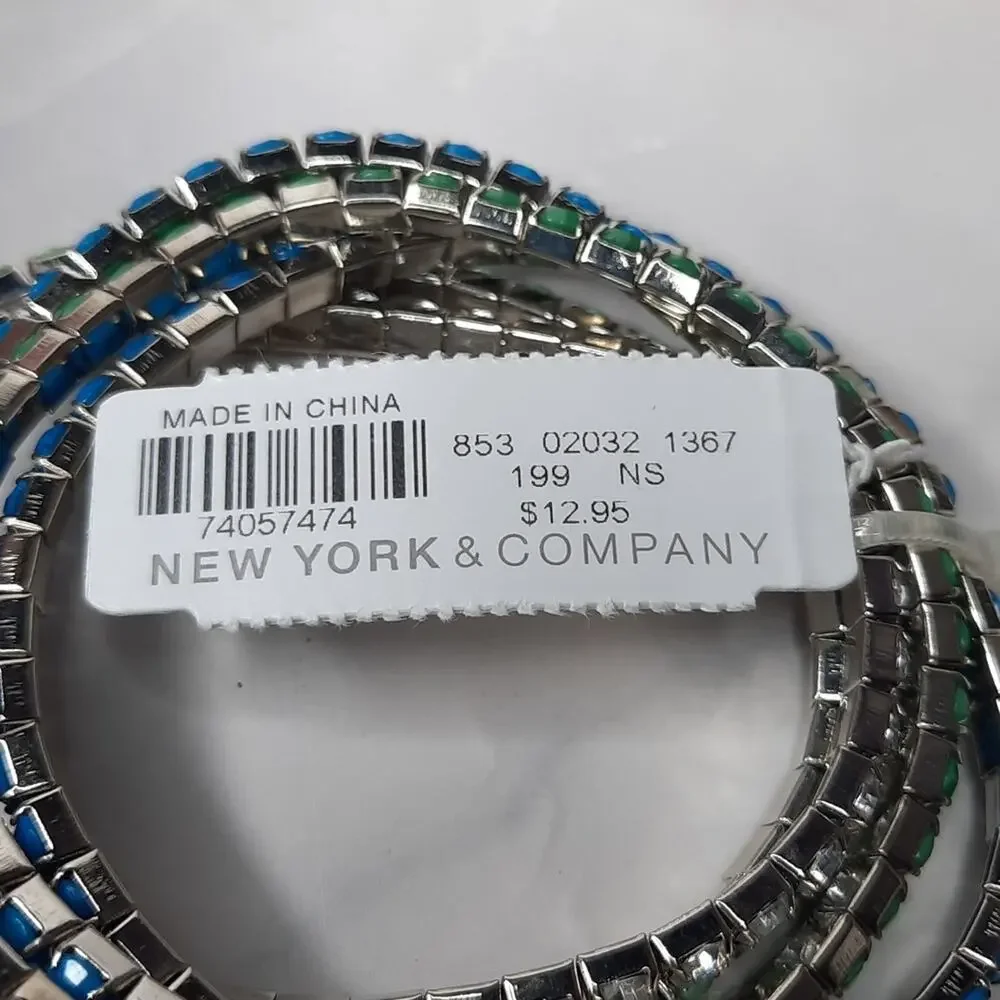 New York & Company Stretch Bracelet Set Green Blue